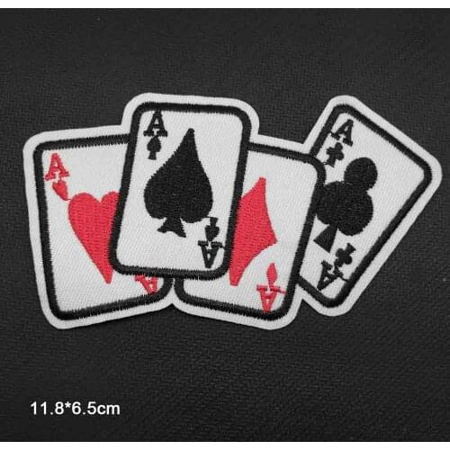 Poker Skull Ace Iron On Embroidered Clothes Patches For Clothing Stickers Garment Wholesale