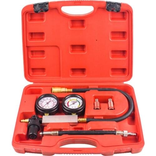 High Quality Double Petrol Gas Engine Cylinder Compressor Gauge Meter Test Leakage Diagnostic Tool Pressure Compression Tester