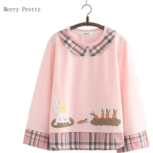 Harajuku Cartoon Print Casual Pullover Sweatshirt Women 2021 Summer Cotton Korean Ladies O-neck Graphic Top