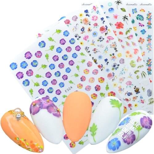 1 Sheet Ultra Thin Adhesive Nails Decal Flower Leaf Image 3D Nail Art Decorations Sticker Decals