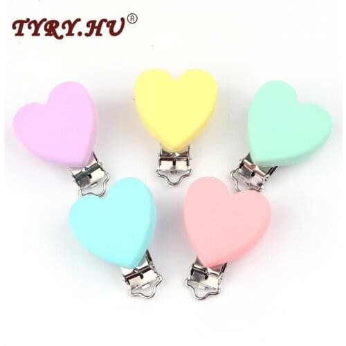 * 1Pcs Baby Silicone Pacifier Clips Heart Shaped Silicone Nipple Holder Baby Teething Food Grade Teether DIY Pacifier Chain