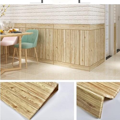 10pcs 3D Wall Sticker Wallpaper Self Adhesive Wood Grain Wall Sticker Living Room Kindergarten Walls Decoration Waterproof Foam