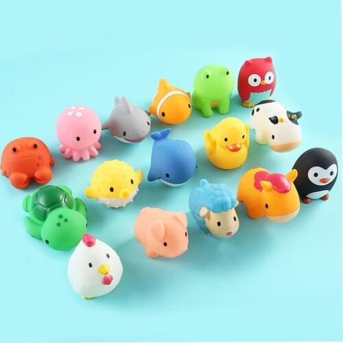 8pcs Toddler Bath Toys Lovely Cartoon Mini Animals Soft Rubber Squeeze Sound Bathtub Water Play Set Baby Funny Shower Gift