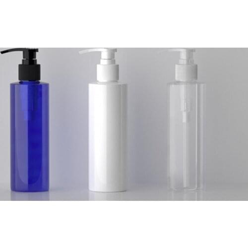 200ml 30pcs/lot empty white/blue/clear plastic lotion pump bottle High-end cosmetics bottles White /Black pump head