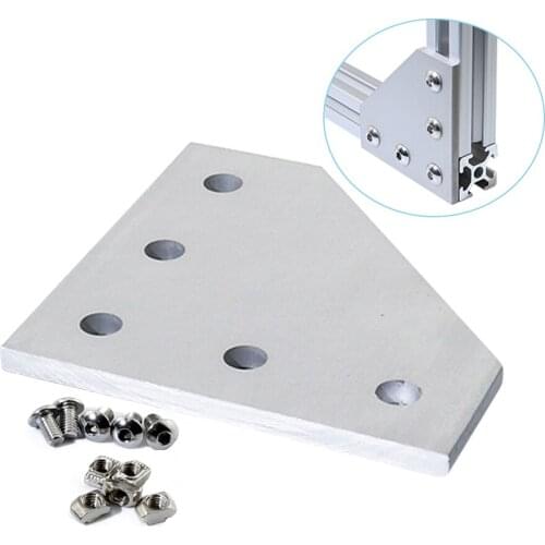 2020 Series Sliver 90 Degree L Shape Outside Joining Plate Kits with T Nuts and Round Head Hex Screws