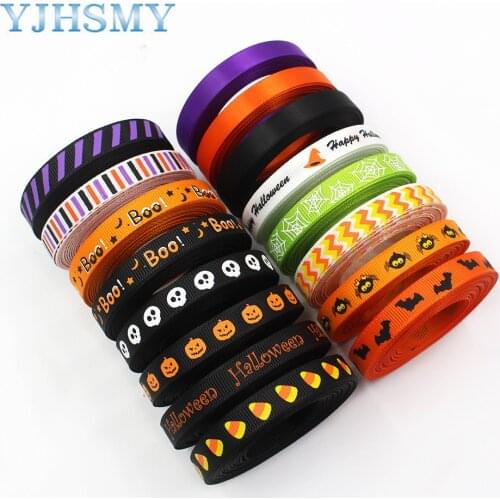 3/8'' 5yards Halloween printing Grosgrain Ribbons DIY Handmade Child Bow Wedding Decoration Gift Wrap Material