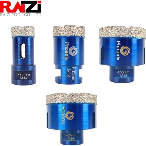 Raizi 4pcs M14 Vacuum Brazed Diamond Drilling Core Bits Hole Saw Stone Drill Bits Diamond Drill Bit Tile Crown Drilling Bits