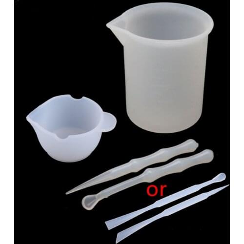 4Pcs Reusable Washable Silicone Resin Mixing Measuring Divided Cups Tools Kit Sticks Spoon UV Epoxy Resin Jewelry Tools