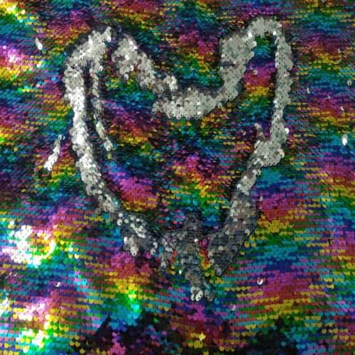 Brand New Rainbow Color Sequin Double-face Reversible Sequin Fabric Satin Back Sequin Fabric For DIY Sewing Bag Purse