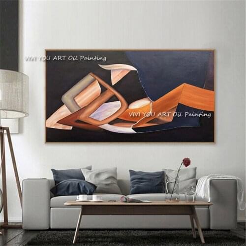 100% Handmade Abstract Canvas Black Grey Modern Oil Painting Orange Large Size Bedroom Wall Art Pictures Home Room Decoration