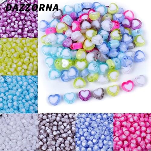 New 100/200/300/400Pcs/Lot 4x7mm Heart Shape Acrylic Bead Loose Spacer Beads For Jewelry Making DIY Bracelet Accessories