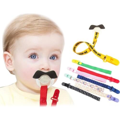 1pc Baby Pacifier Clip Pacifier Chain Comfortable Material Children Pacifier Clip Soother Holder Print Baby Cartoon