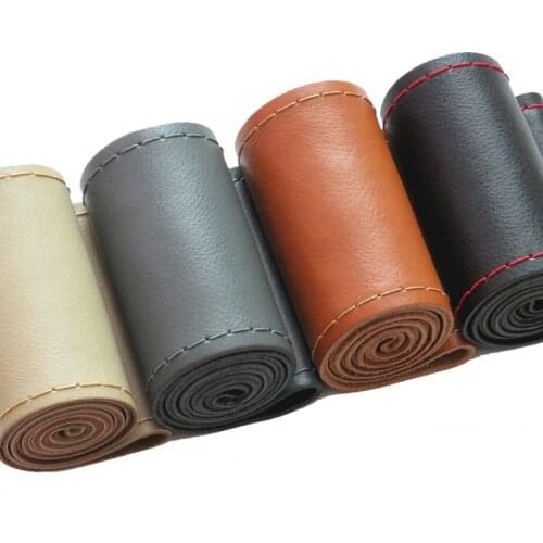 DIY Durable Skidproof Car Steering Wheel Cover With Needles And Thread Genuine Leather Cowhide Steering Wheel Cover 36 38 40CM