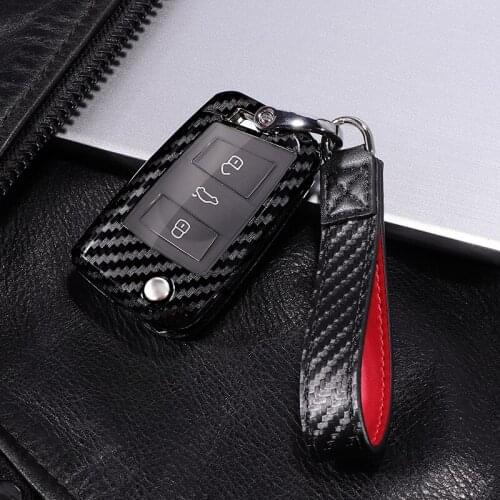 PC Carbon Fiber cover Car Key Case shell For Volkswagen VW Golf 7 mk7 For Seat Ibiza Leon FR 2 Altea Aztec For Skoda Octavia