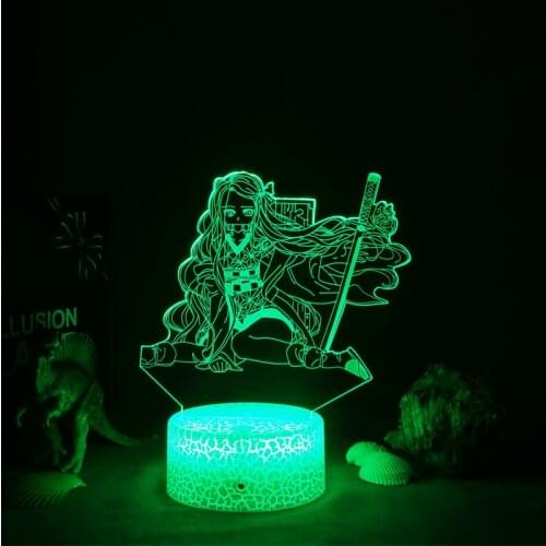 Anime Kimetsu No Yaiba Nezuko Kamado Figure Led Night Lights for Bedroom Decor Nightlight Kids Child Table 3D Lamps Demon Slayer
