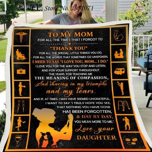 Letter To My Mom 3D Printed Fleece Blanket for Beds Thick Quilt Fashion Bedspread Sherpa Throw Blanket From Your Daughter 05