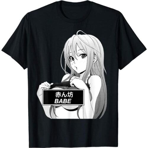 Babe Hentai T Shirt Aesthetic Vaporwave T-Shirt Anime Manga Cotton Men Tshirt Summer Sale Pre-Cotton for MenS T Shirt