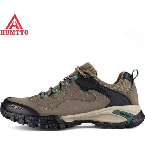 HUMTTO Waterproof Hiking Shoes Men Women Breathable Genuine Leather Trekking Shoes Outdoor Climbing Mountain Walking Sneakers