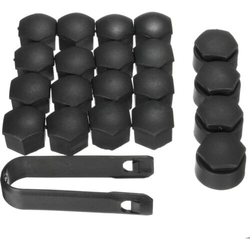JX-LCLYL 20pcs Matte Black 17mm Wheel Lug Bolt Nut Cap Cover+Removal Tool Key For Audi