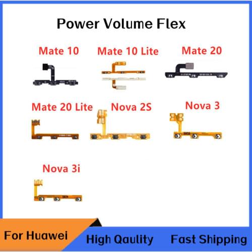 Mute Switch Power Key Repair Part For Huawei Mate 10 20 Lite nova nova2s nova3 nova3i Power Switch On Off Button Key Flex Cable