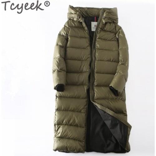 Tcyeek Winter Light Jacket Women Clothes 2020 Warm 90% Duck Down Jacket Hooded Ladies Warm Long Coat Slim Outerwear Hiver A00014