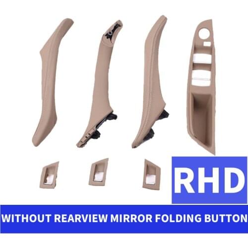 RHD Right Hand Car Interior Door Pull Handle Leather Set No Rearview Mirror Folding Button For BMW 5 Series F10 F11 F18 520 525