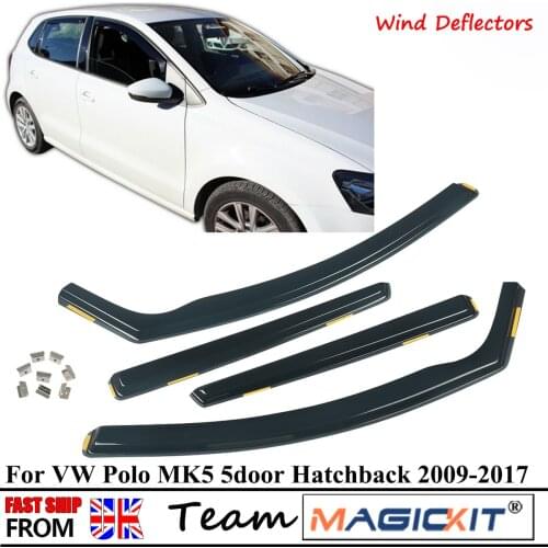 Magickit For VW Polo MK5 5 Doors Hatchback 2009-2017 Wind Deflectors 4pc Magickit TINTED