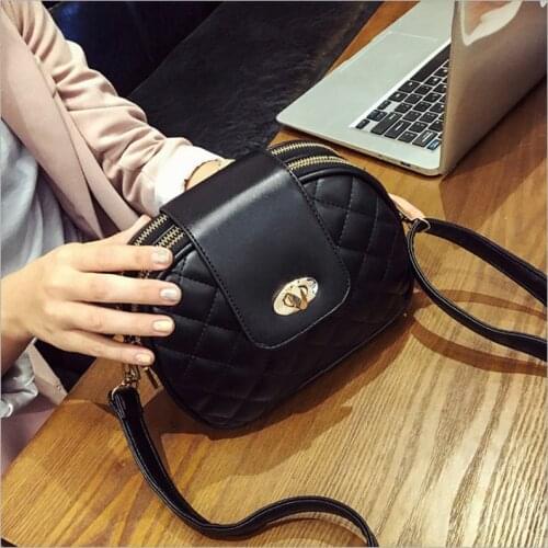 Mini Bag Oblique Span New Fashion Hardware Lock Korean Version of The Rhombic Package Three-Layer Female Bag