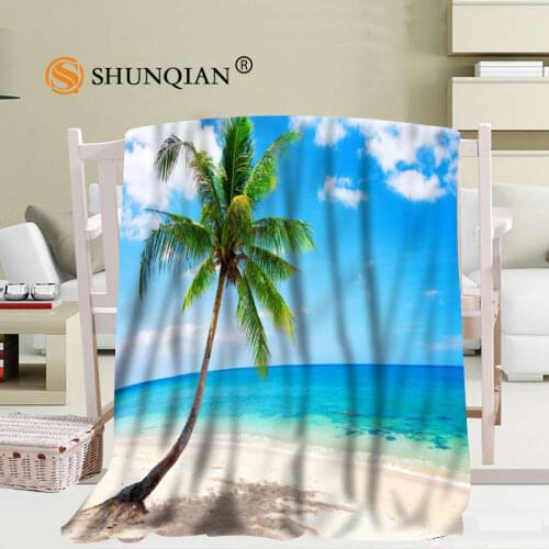 Custom Nature Sea Ocean Palm Blanket Soft DIY Your Picture Decoration Bedroom Size 56x80Inch,50X60Inch,40X50Inch A7.10