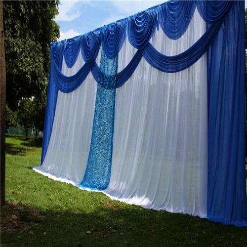 New Wedding Backdrop Curtain With Swags Sequin Event Party Customized Wedding Stage Background Silk Drape Decoration For Stage