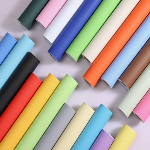 PVC Waterproof Self Adhesive Decorative Film Refurbished Bedroom Wallpaper Kid Room Decal Old Furniture Pure Color Wall Stickers