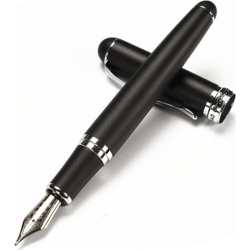 JINHAO Fountain Pen Silver Stainless Luxury Brand 18KGP Nib Calligraphy Pen Office Supplies Gift Stationery