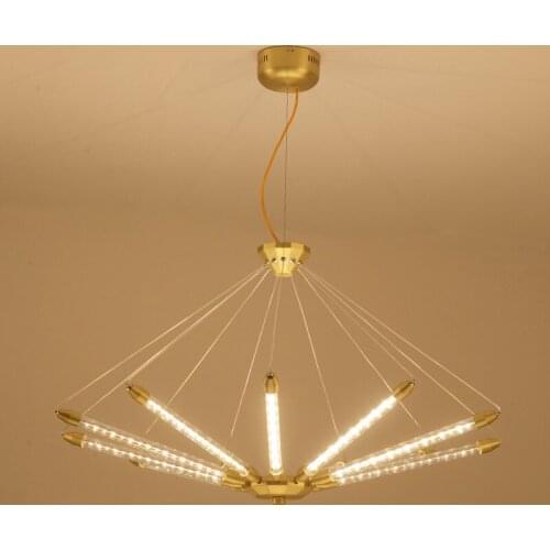 Modern Led Glass Tube Chandelier Gold Black Pendant Light Handing Ceiling Lamp LED Suspension Lamps PA0489