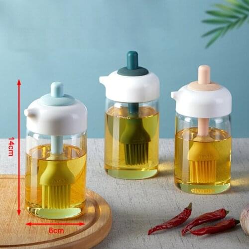 Olive Oil Glass Bottle Dispenser Spice Bottles Jars Seasoning Spoon Oil Brush Honey Lid Seal Sauce Kitchen Storage Organization