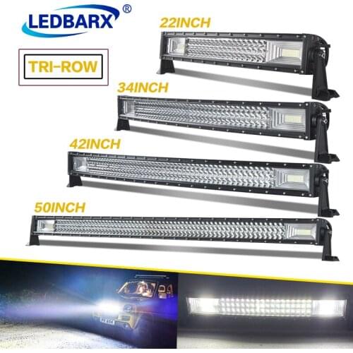 LEDBARX 22 34 42 50 Inch Triple Row Curved LED Light Bar 12V 24V Offroad LED Work Bar For JEEP Car Truck Tractor 4WD 4x4 SUV ATV