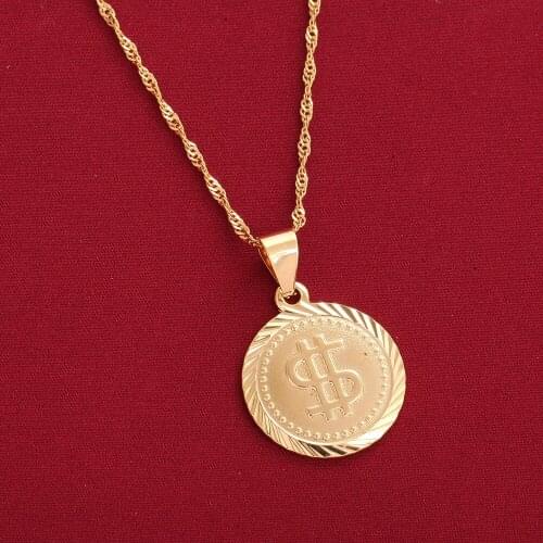 Trebdy Rock Hip Hop US Dollar Money Symbol Sign Women Round Pendant Necklace Jewelry