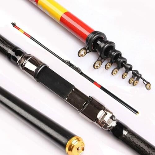 Carbon long section fishing rod retractable rock fishing rod super hard long shot carp pole big drag fly fishing
