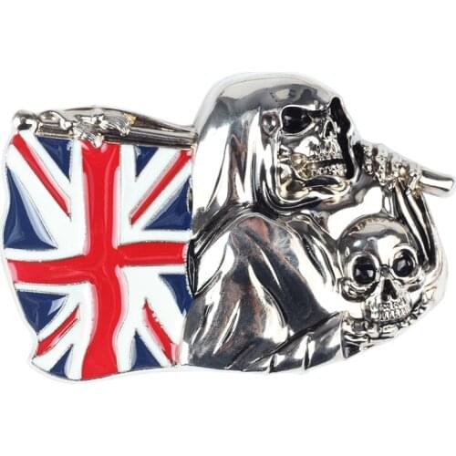 Ugly Evil Weird Belt Buckle Skull Stealing Flag