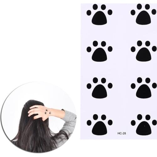 Lovely Cat Dog Footprint For Children Flash Temporary Tattoo Stickers Foot Print Design Tattoo Women Makeup