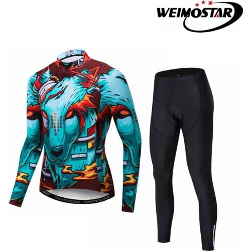 Weimostar Men Long Sleeve Cycling Clothing Autumn Winter Cycling Jersey Sets Riding Sports Bicycle Clothes Wear Mtb Bike Jersey