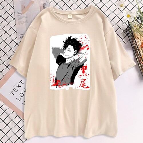 Women Anime Haikyuu T Shirt Tetsurou Kuroo Summer Hip Hop High Shcool Tshirts Oversized Short Sleeve Tee Round Neck Tops T-Shirt