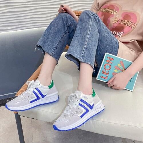 Womens Chunky Sneakers 2021 Fashion Women Platform Shoes Lace Up Breathable Air Vulcanize Shoes Women Female Trainers Dad Shoes