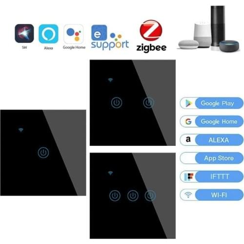 1/2/3/4 Gang EWelink WiFi Smart Touch Switch AC100-250V EU Switch Smart Remote Control Wall Switch Panel For Alexa Google
