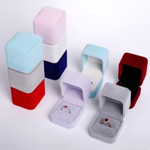 1 Pcs High Quality Velvet Jewelry Earring Ring Display Case Box Red Purple White Storage Organizer Holder Jewelry Gift Package