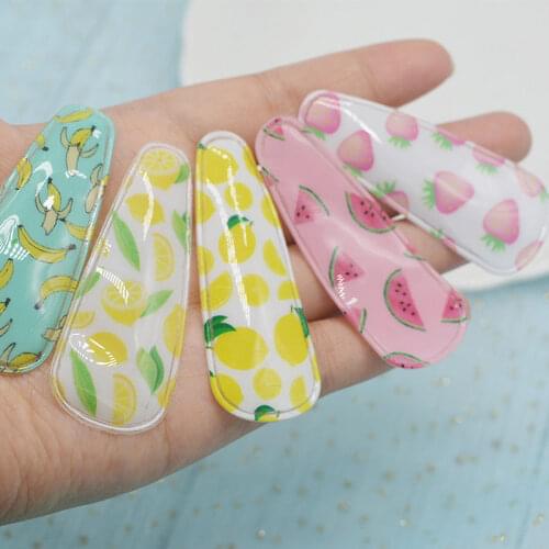 10pcs/lot 5.5cm Pvc Fruits Drop Clip Appliques for Clothes Hat Sewing Patches DIY Headwear Hair BB Clips Accessories Wholesale