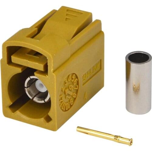 100 PCS Fakra K Curry/1027 Crimp Female Jack Connector Car Antenna Satellitic Radio With IF for Coaxia Cable RG316 RG174 LMR100