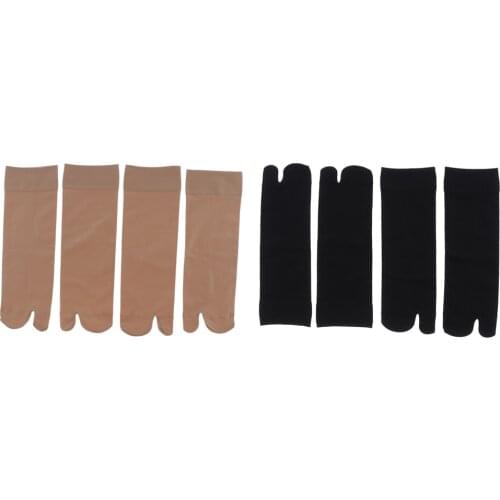 2 Pair Womens Silky Tabi Flops Sports Socks Flats Non-Slip V Toe Socks