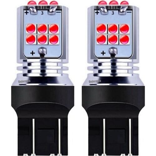 2Pcs New T20 7443 W21/5W Super Bright 1800Lm LED Auto Tail Brake Bulb Turn Signal Car Daytime Running Lights Rear Fog Lamp