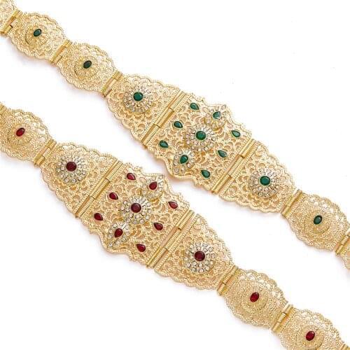 2021 Jul Moroccan Algeria Chic Caftan wedding gold and silver color Metal Luxury belt for Women Belt Chain Adjustable Length