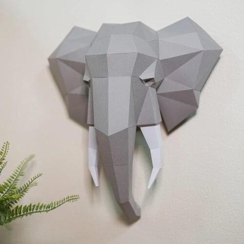 Pre-cut Creativity Elephant Animal Paper Model Wall Decor 3D Decoration Papercraft Handmade DIY Adult Origami Craft Toy Home Art